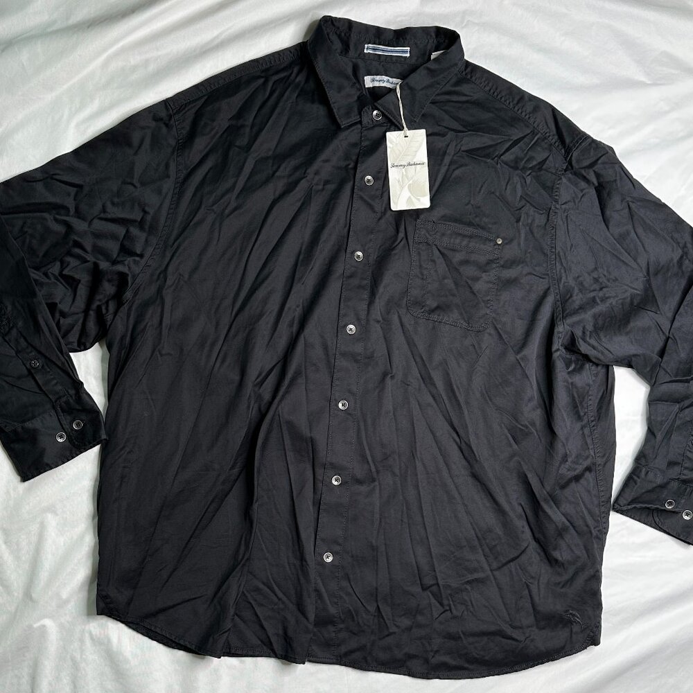 Tommy Bahama Shirt Mens 3XLB Black Tahitian Twilly Long Sleeve Camp Button NWT